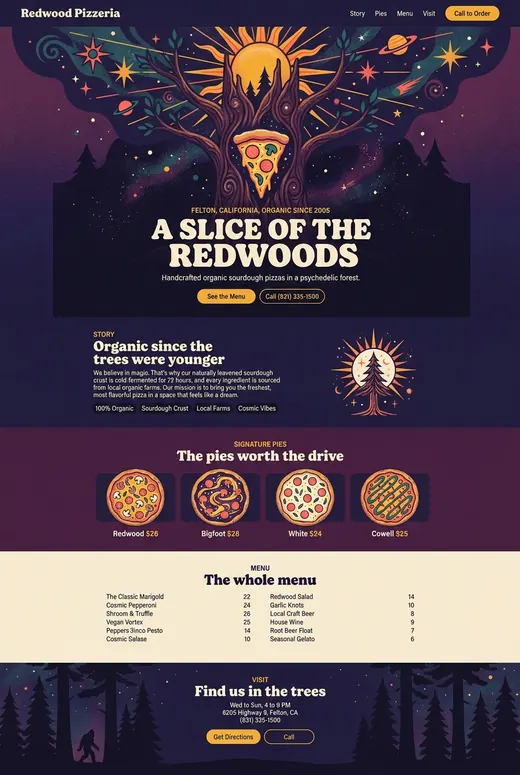 First full-page mock with a sparse menu.