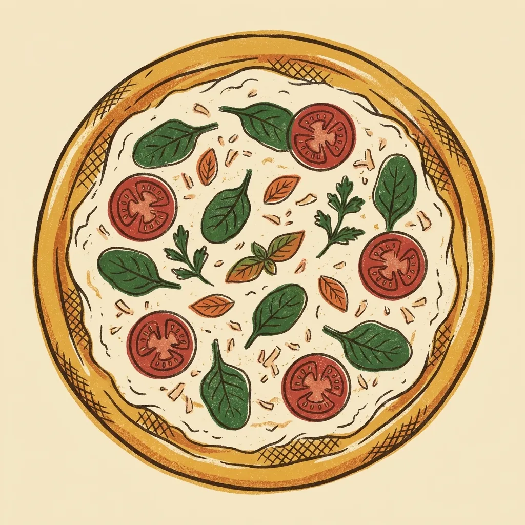 The White pizza, a ricotta base with spinach and tomato.